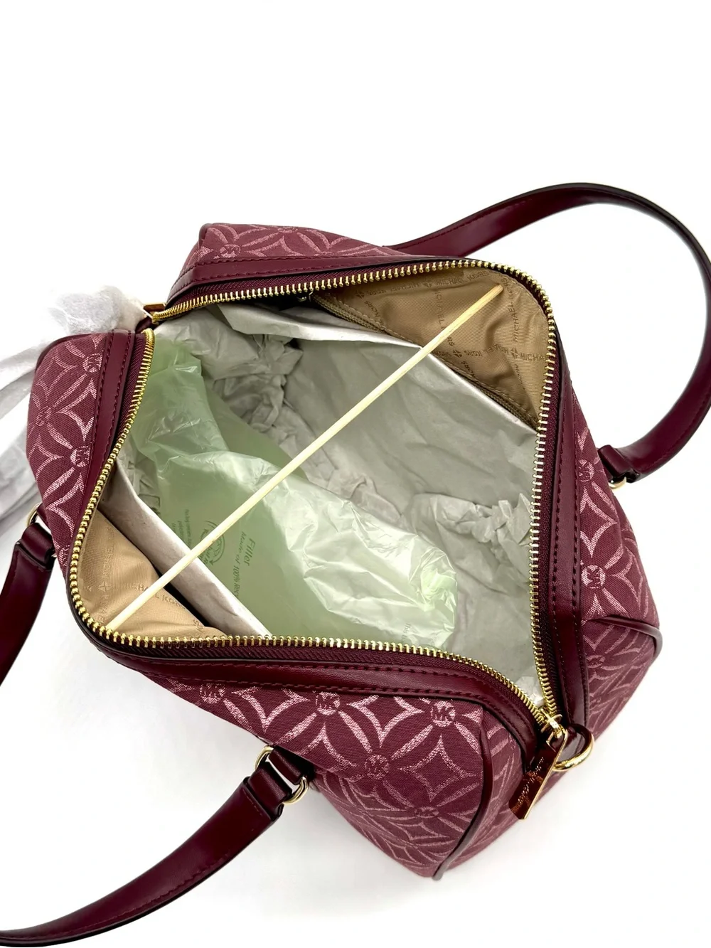 Michael Kors Medium Travel Duffle Satchel Bag Ox Blood Multi